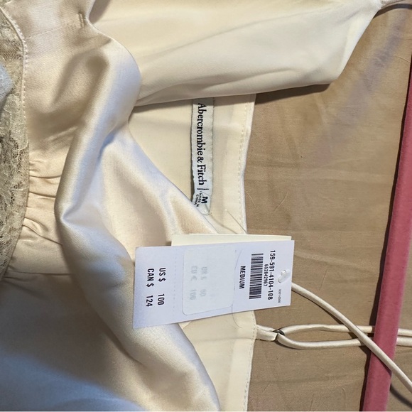 Cream & gold Abercrombie Lace Trim Slip Dress - size M - Picture 4 of 5